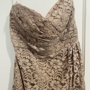 David's Bridal Lace Midi Dress in Taupe size 10